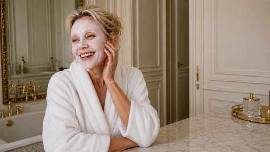 Femme mature portant le Masque Bio-Collagène Visage CollaVie